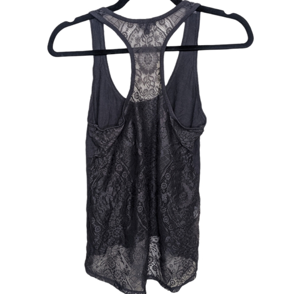 Express Dark Gray Lacy Racerback Tank Top 🖤✨ - Picture 2 of 6
